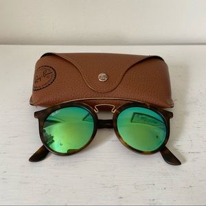 Round Tortoise Mirrored Raybans